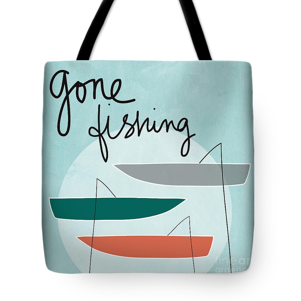 Fishing Tote Bag featuring the painting Gone Fishing by Linda Woods
