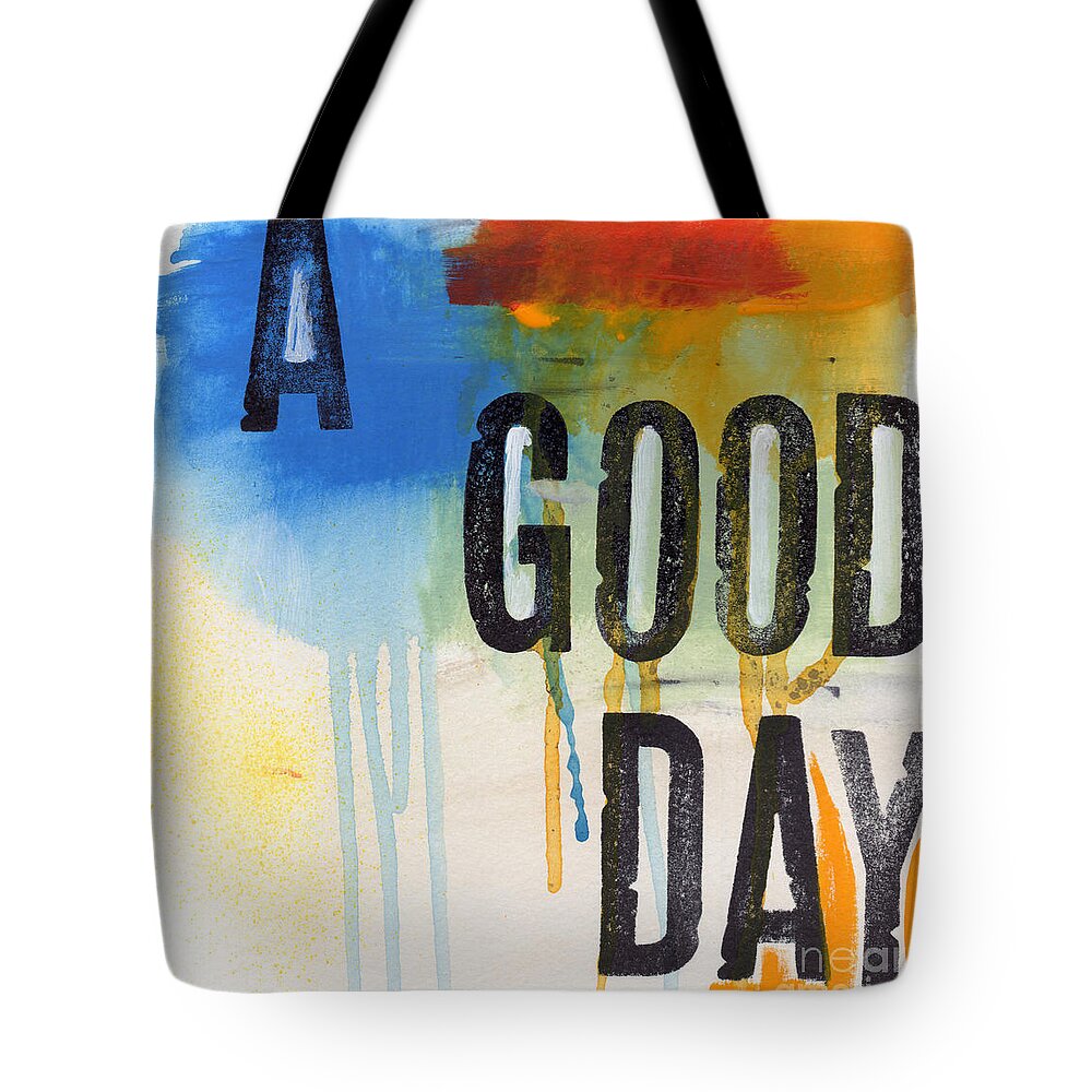 Abstract Tote Bag featuring the mixed media Good Day by Linda Woods