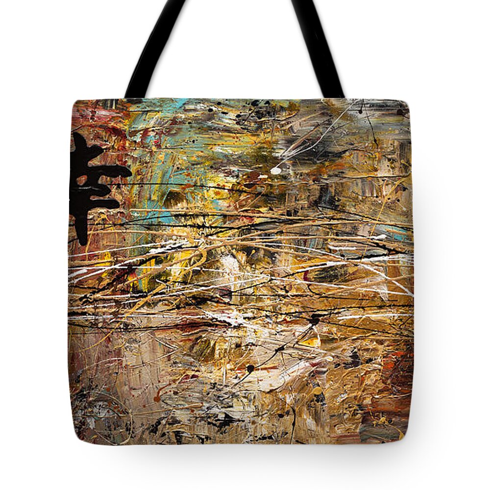 Abstract Art Tote Bag featuring the painting Good Fortune by Carmen Guedez