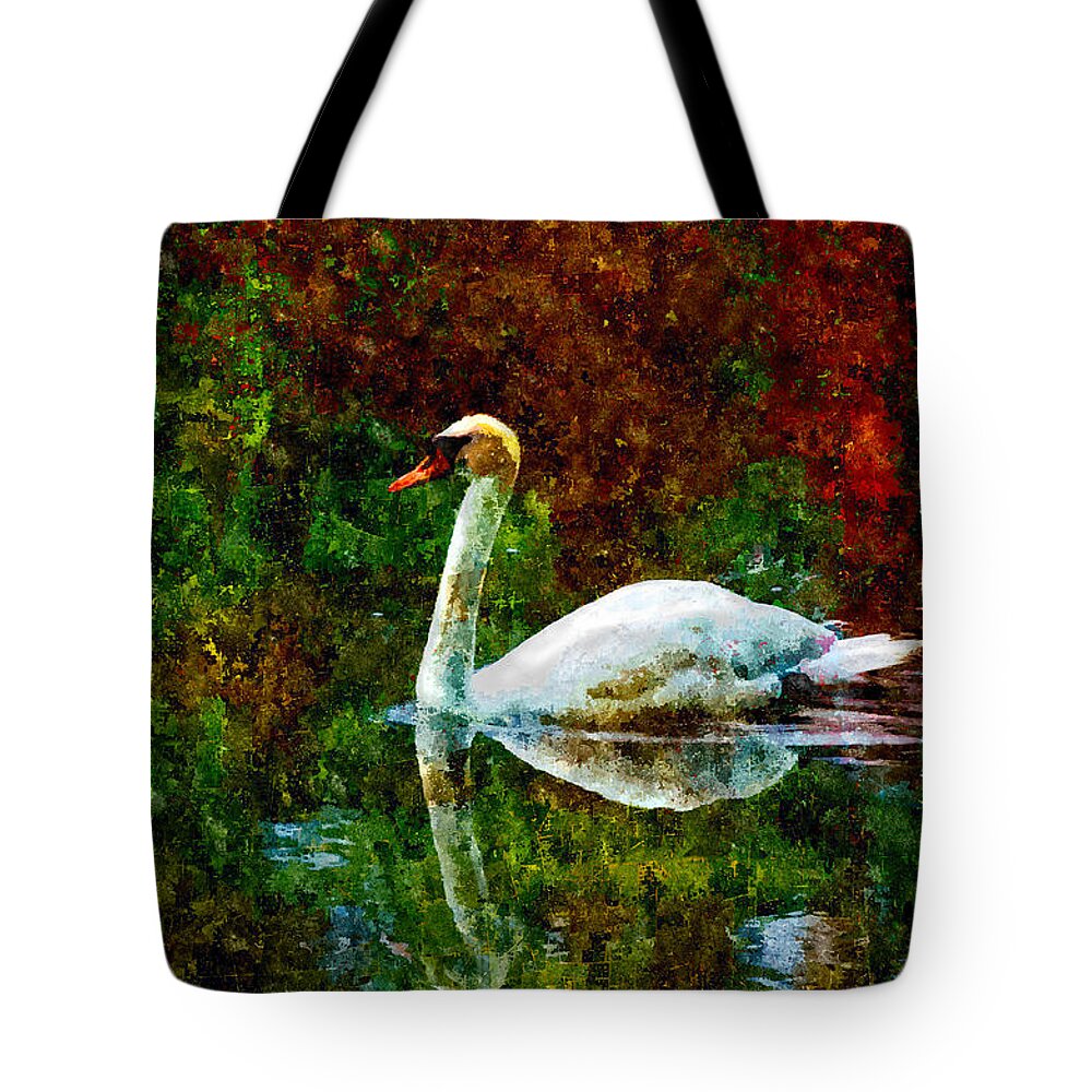 Digital Tote Bag featuring the painting Swan by Rick Mosher