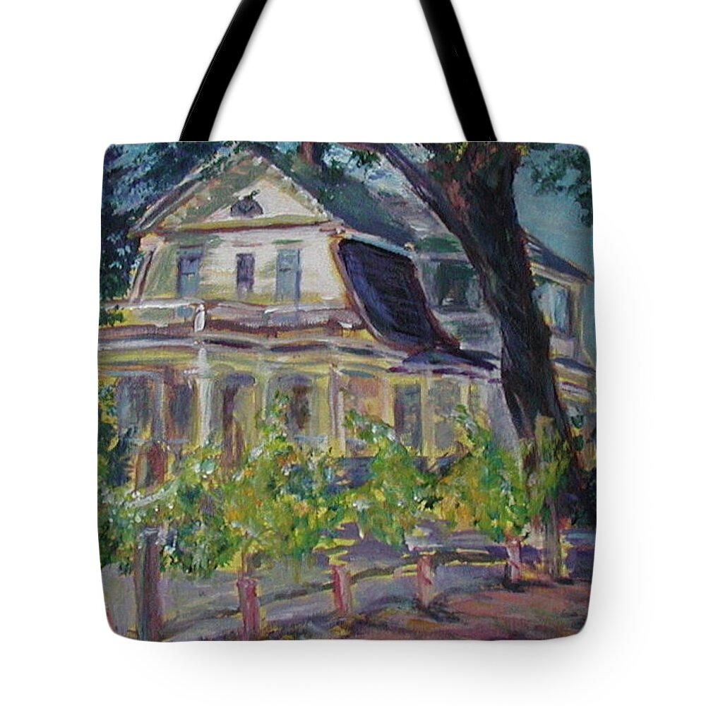 Quin Sweetman Tote Bag featuring the painting Gorge White House by Quin Sweetman