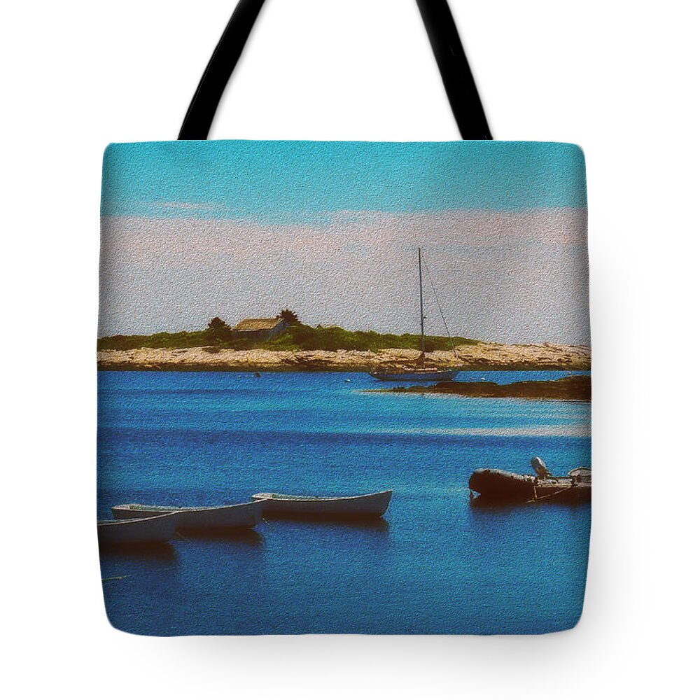 Harbor Tote Bag featuring the painting Gosport Harbor NH by Mim White