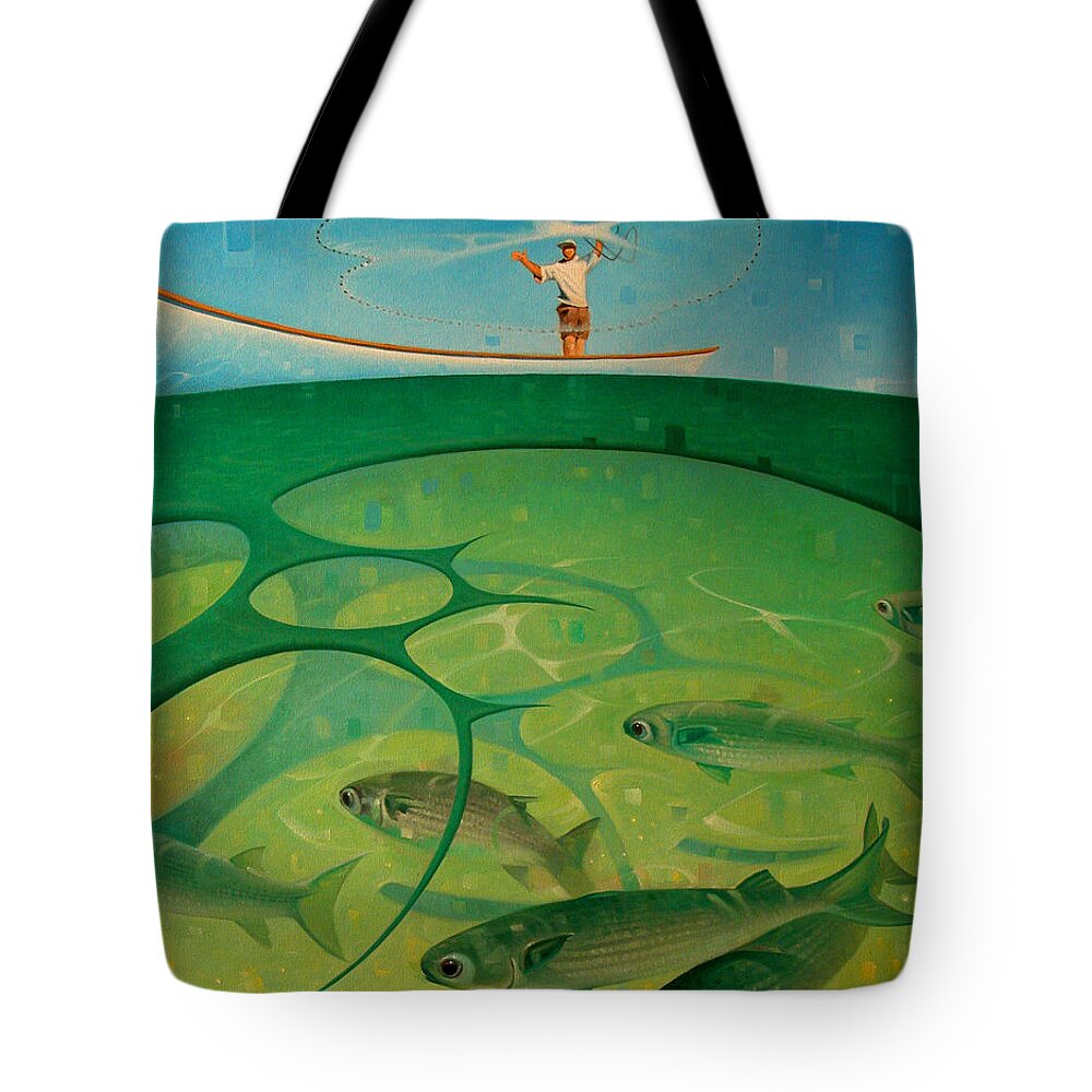 Mullet Tote Bag featuring the painting Gotta Have Some Mullet by T S Carson