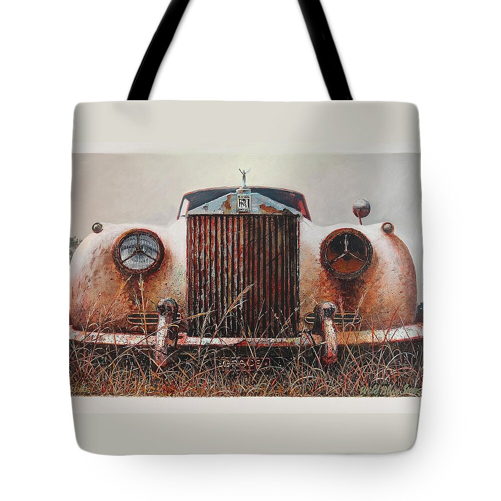 Rolls Royce Tote Bag featuring the painting Grace - Rolls Royce by Blue Sky