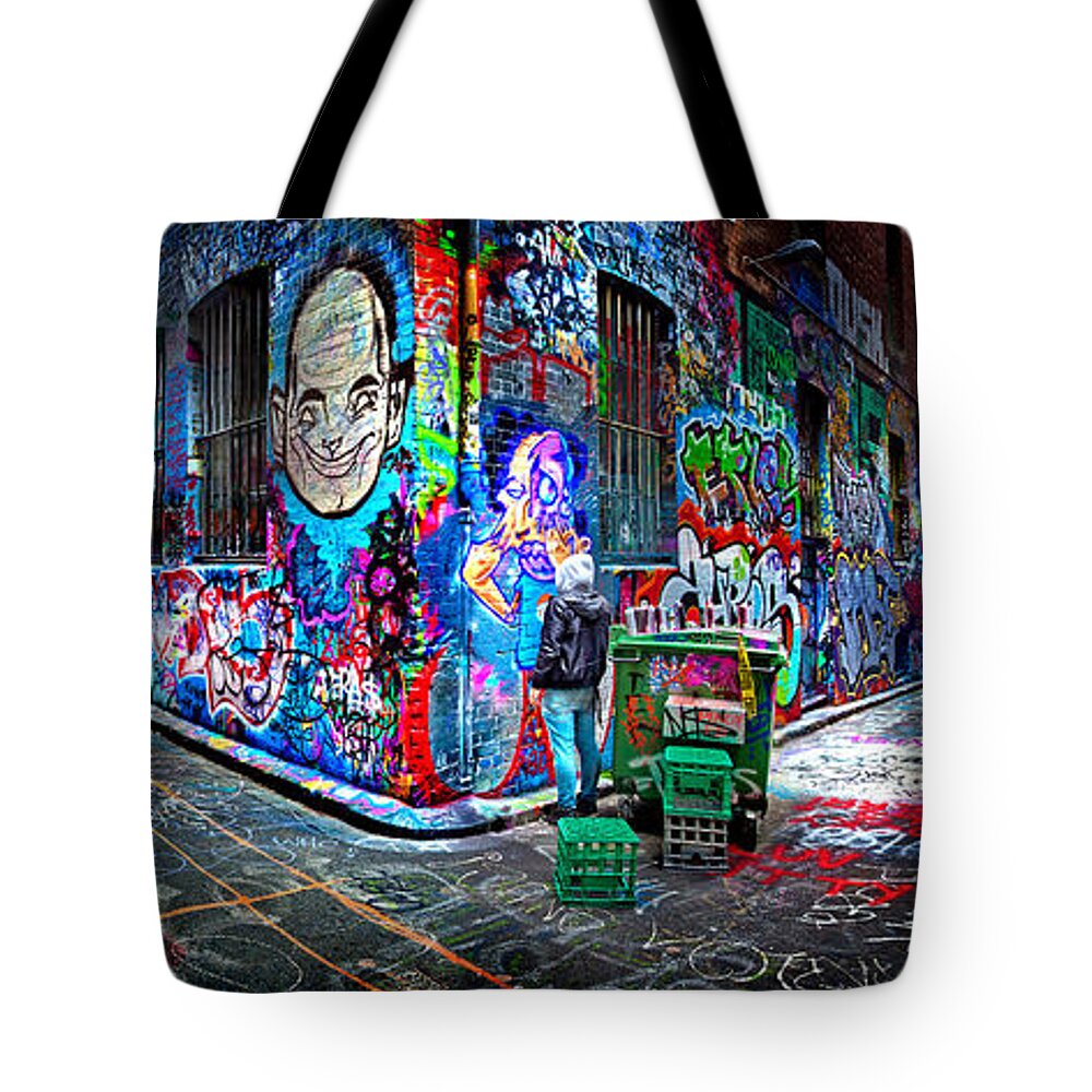 Graffiti Artist Tote Bag featuring the photograph Graffiti Artist by Az Jackson