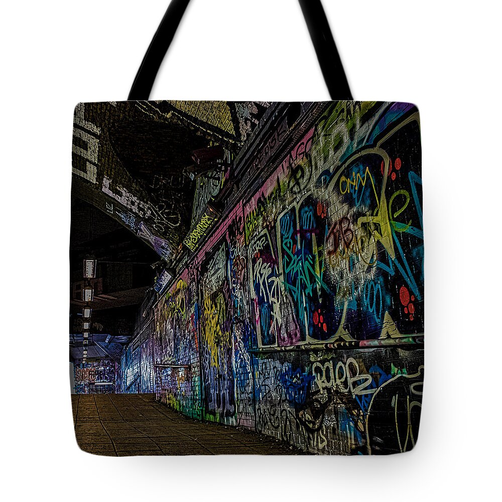 Graffiti Tote Bag featuring the photograph Graffiti Leake Street London by Martin Newman