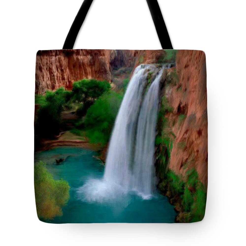 Canyon Tote Bag featuring the painting Grand Canyon Waterfalls by Bruce Nutting