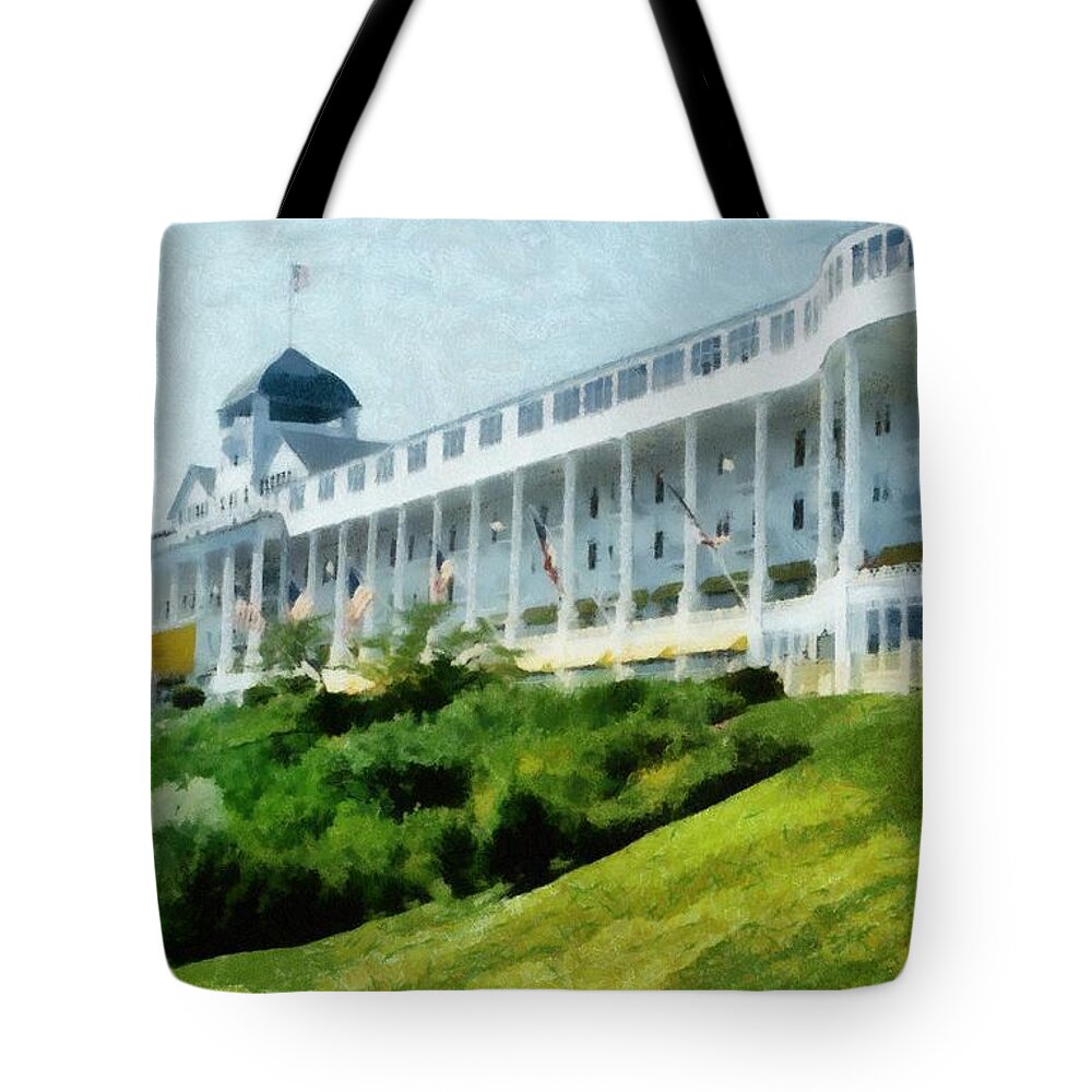 Hotel Tote Bag featuring the photograph Grand Hotel Mackinac Island ll by Michelle Calkins