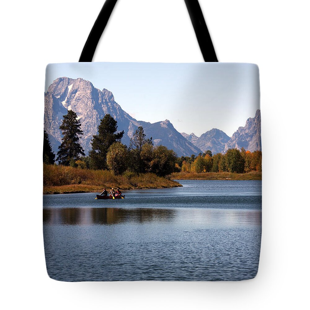  Cathedral Peaks Tote Bag featuring the photograph Snake River, Grand Teton, Wyoming by Aidan Moran