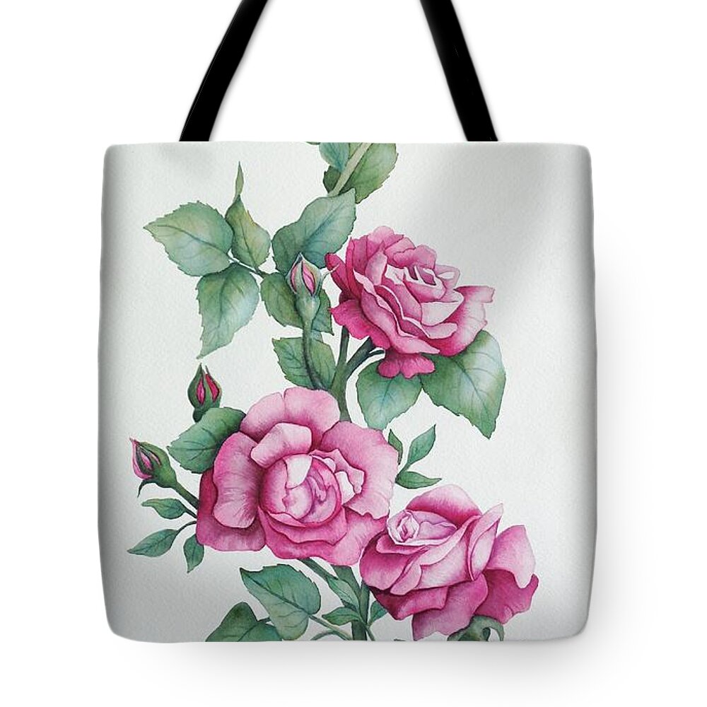 Print Tote Bag featuring the painting Grandma Helen's Roses by Katherine Young-Beck