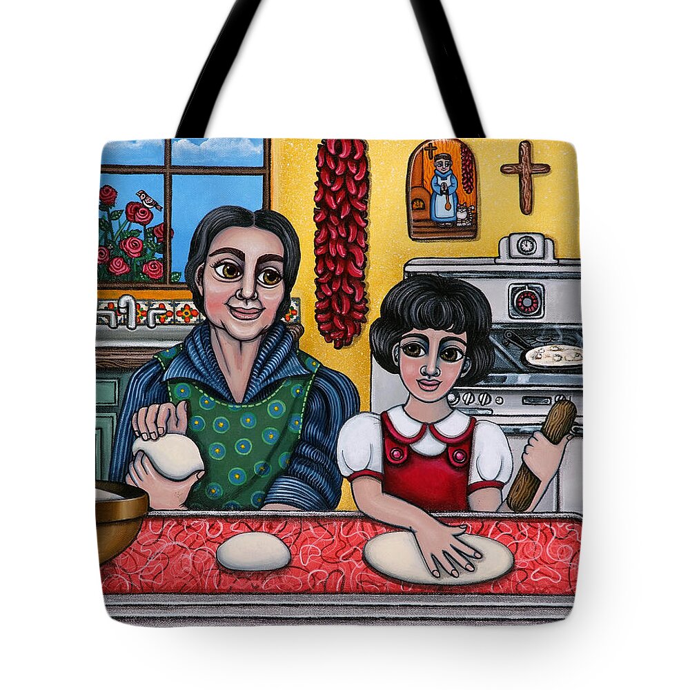 Hispanic Artists Tote Bag featuring the painting Grandma Kate by Victoria De Almeida