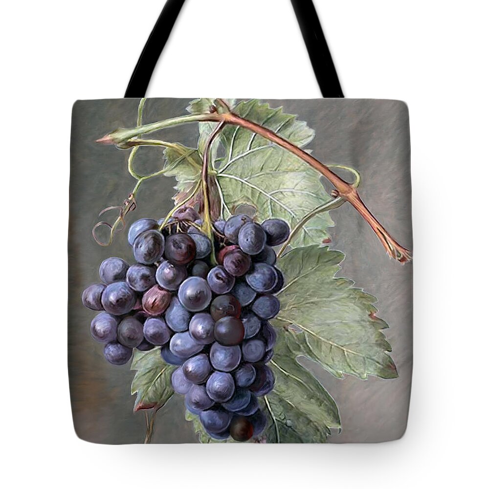 Grapes Tote Bag featuring the painting Grapes by Portraits By NC