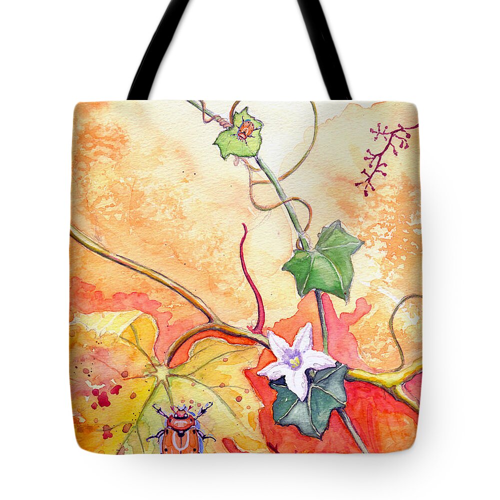 Grapevine Beetle Tote Bag featuring the painting Grapevine Beetle by Katherine Miller