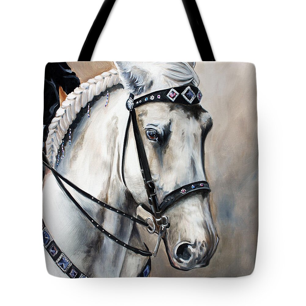 Andalusian Tote Bag featuring the painting Grayslake Gray by Debbie Hart