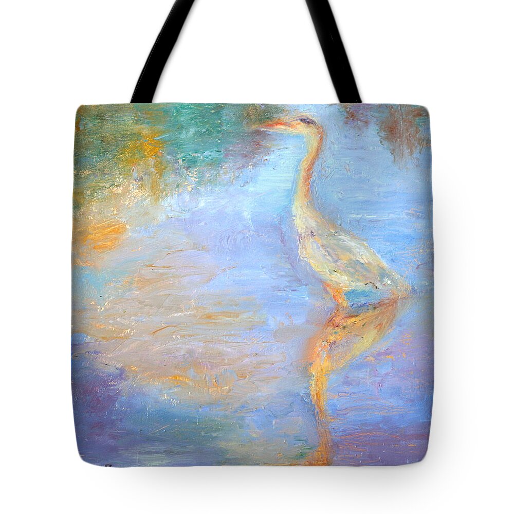 Original Art Tote Bag featuring the painting Great Blue by Quin Sweetman