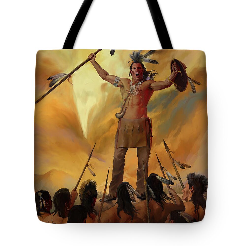  Indian Tote Bag featuring the painting Great Ojibwa Indian Chief by Robert Corsetti