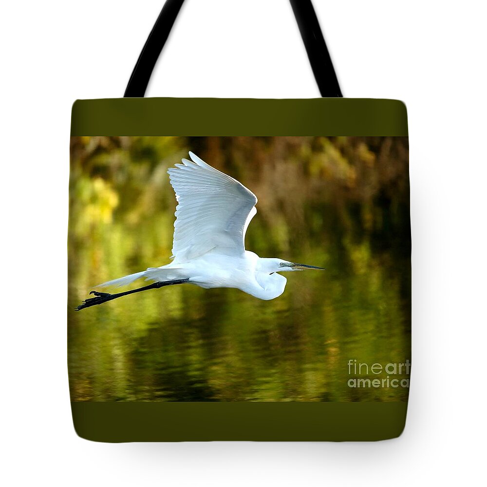 Animal Tote Bag featuring the photograph Great White Egret at Sunset by Sabrina L Ryan