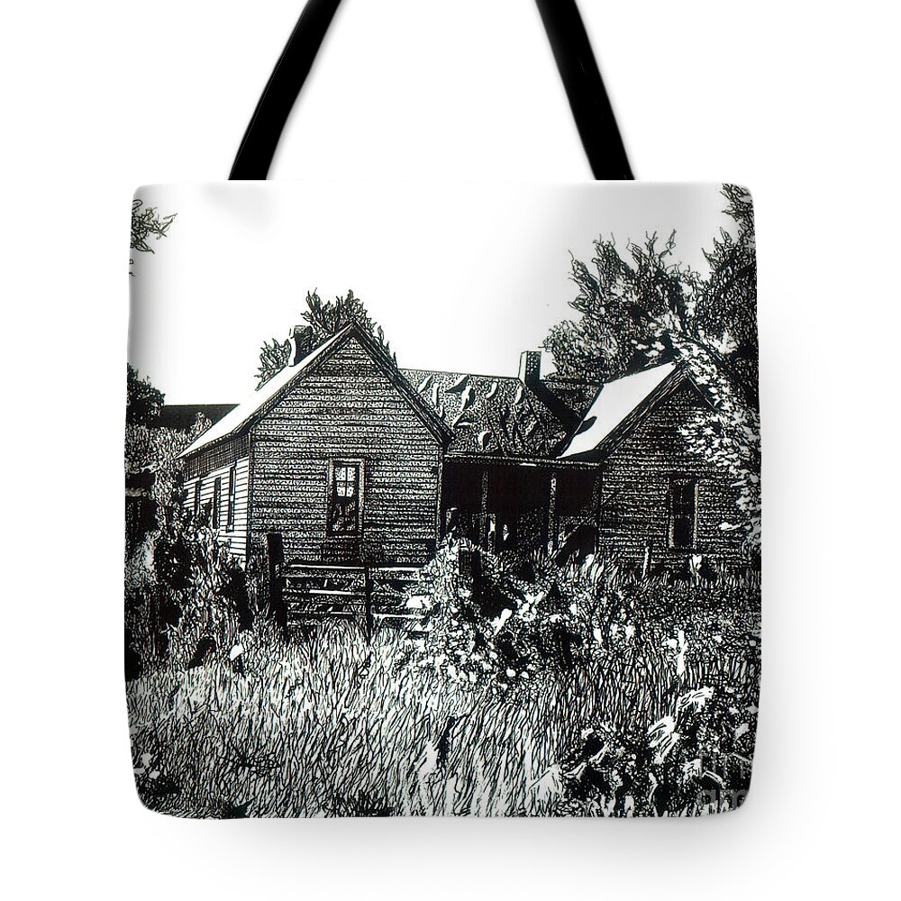 Old Houses Tote Bag featuring the drawing Greatgrandmother's House by Cory Still
