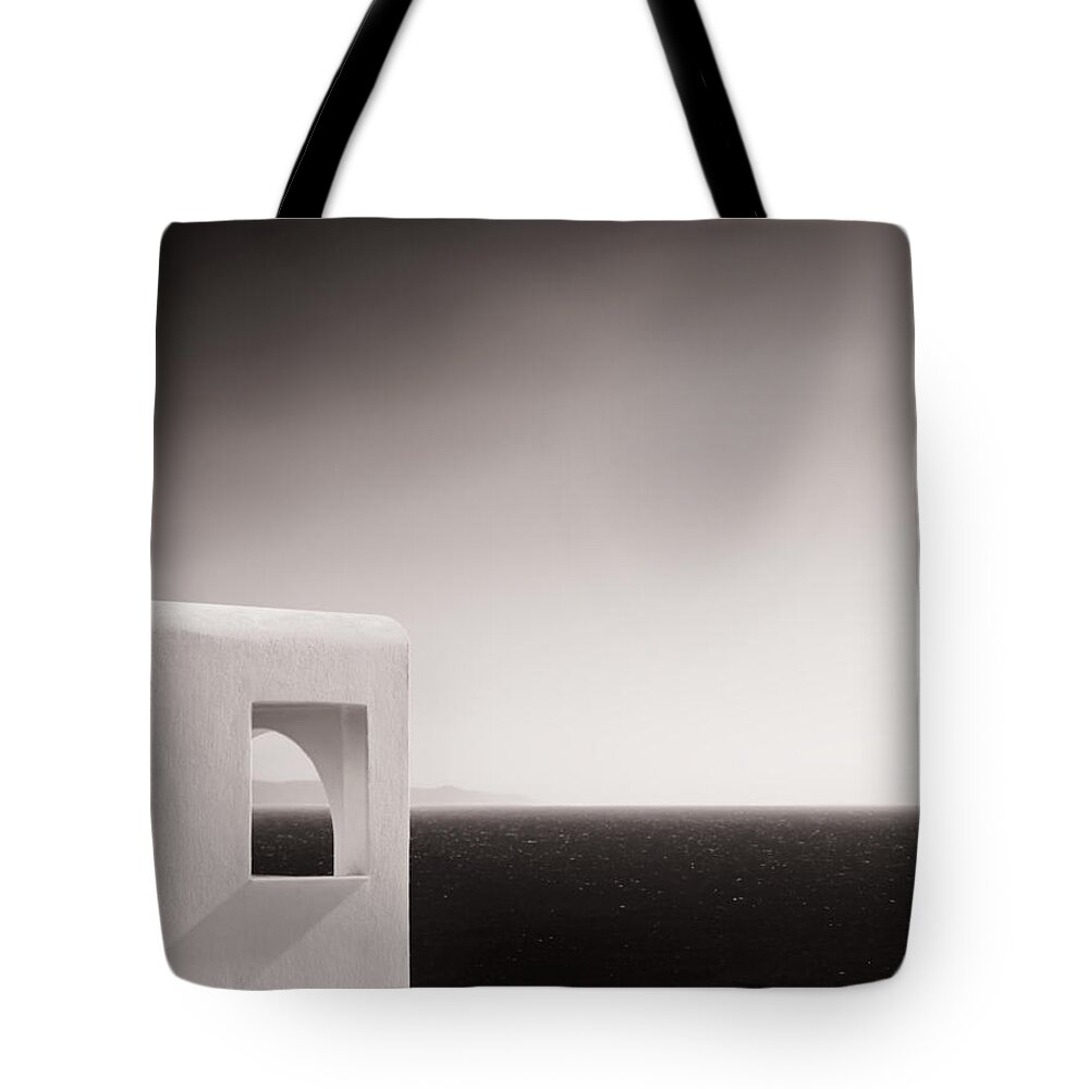 Cyclades Tote Bag featuring the photograph Greek Mediterranean Sea - Horizon and Architecture by Alexander Voss