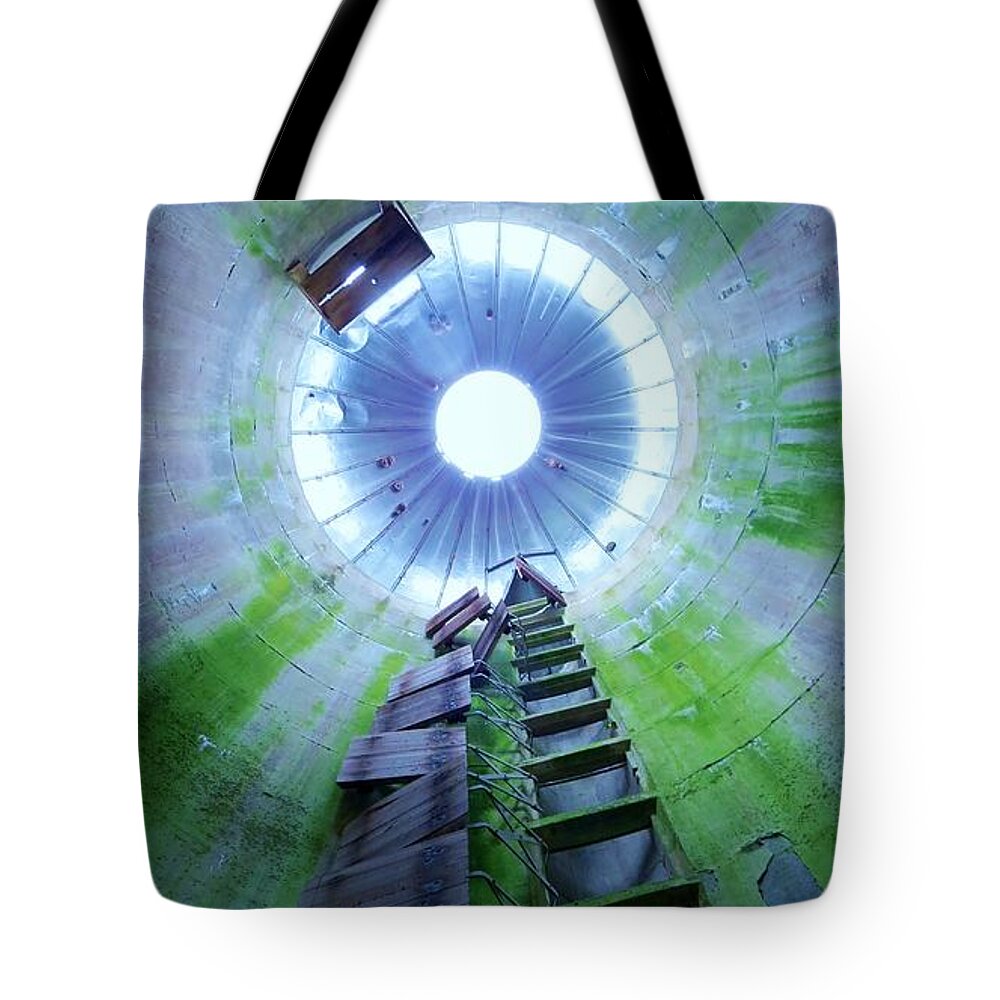 Silo Tote Bag featuring the photograph Green and Rustic by Art Dingo