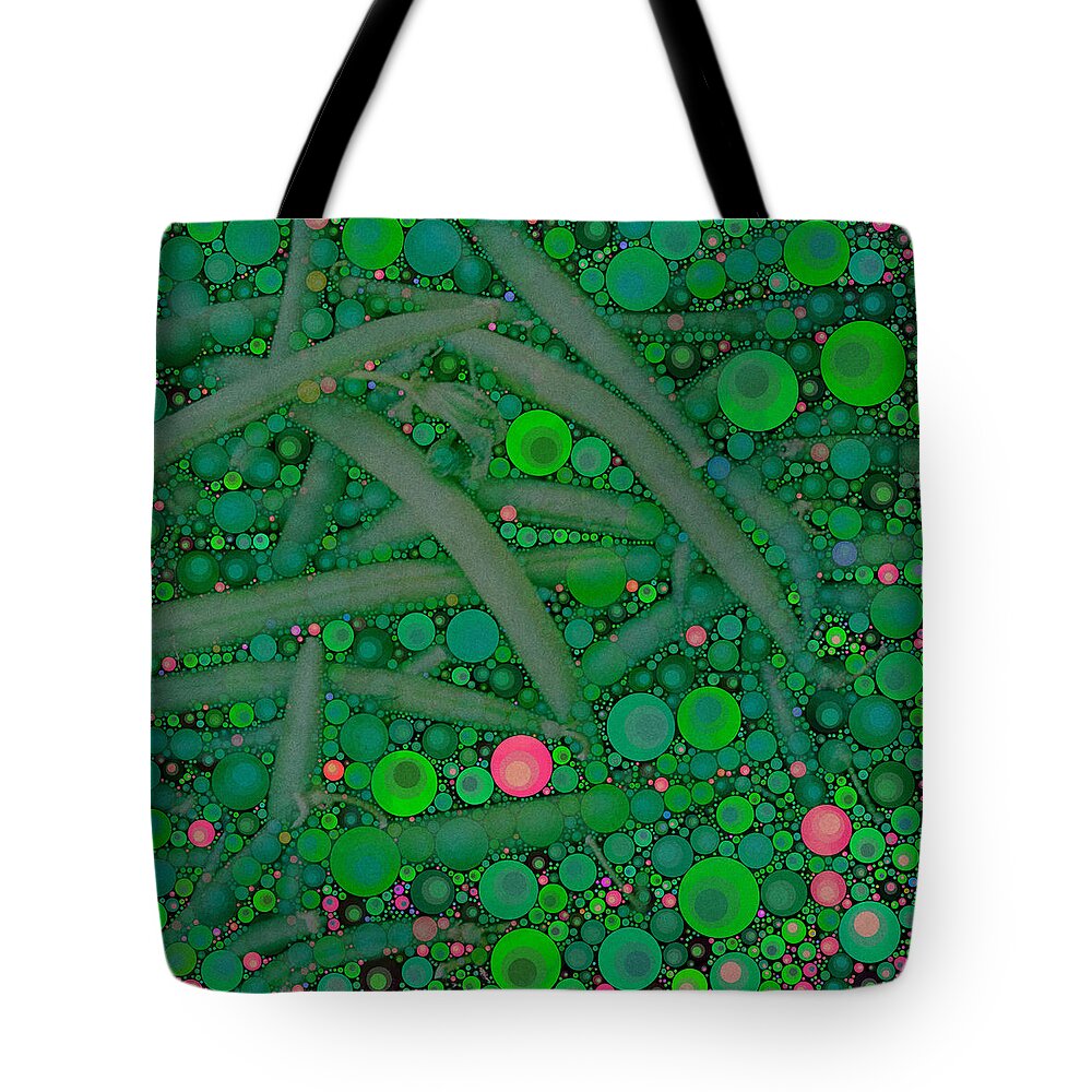 Circles Tote Bag featuring the digital art Green Beans by Dorian Hill