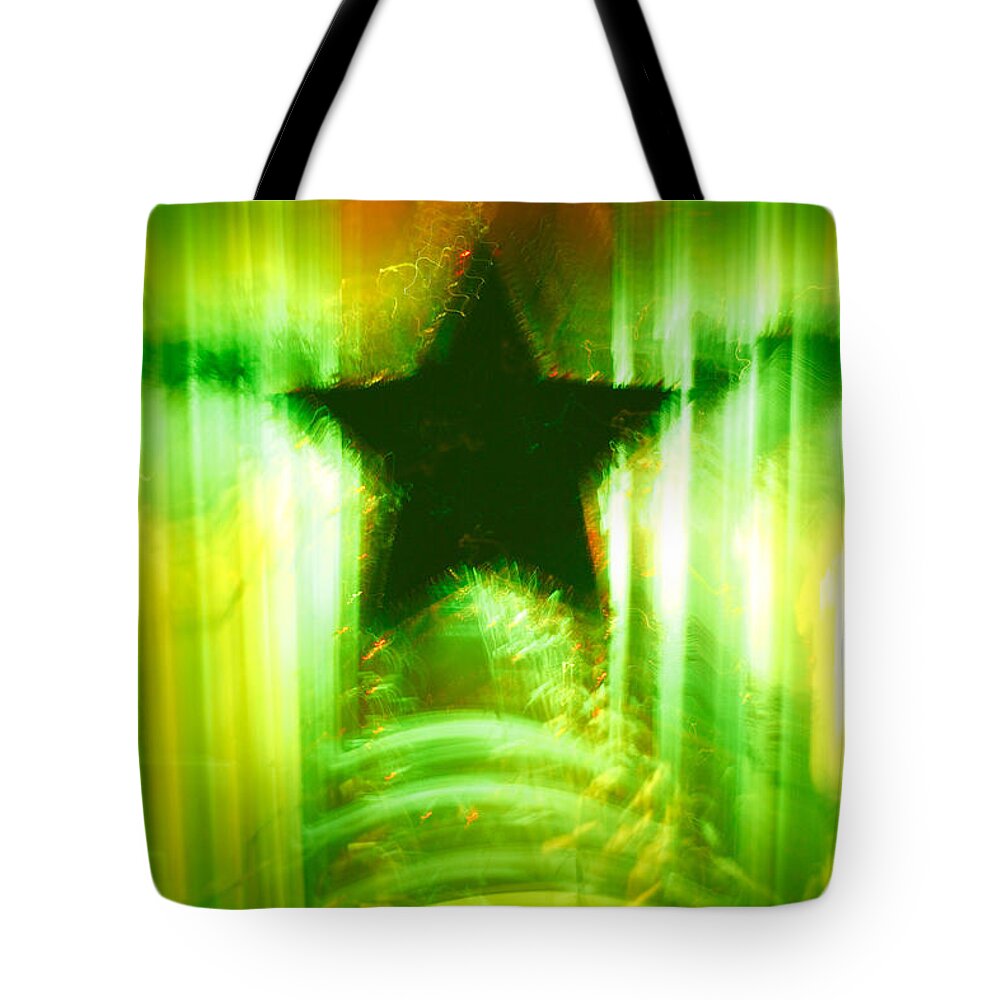 Christmas Tote Bag featuring the photograph Green Christmas star by Gaspar Avila