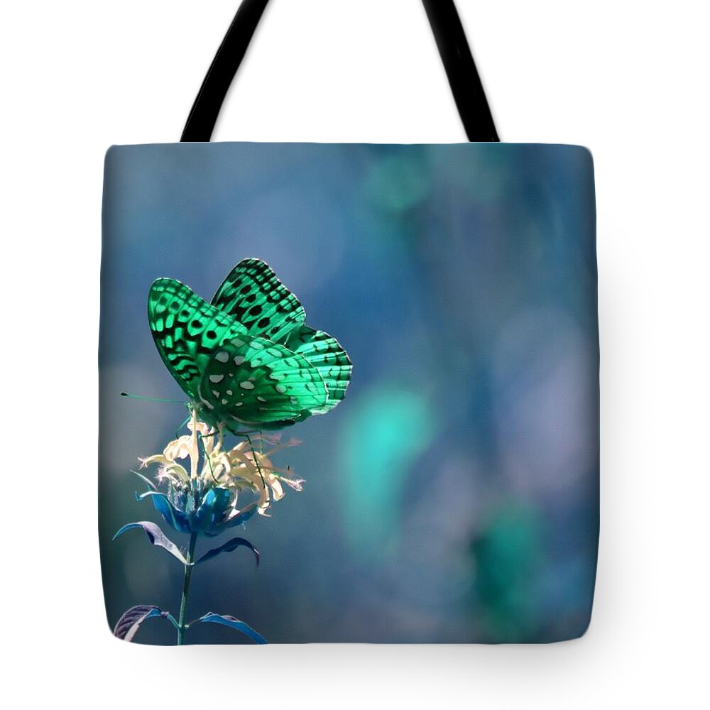 Butterfly Tote Bag featuring the photograph Green by Deena Stoddard