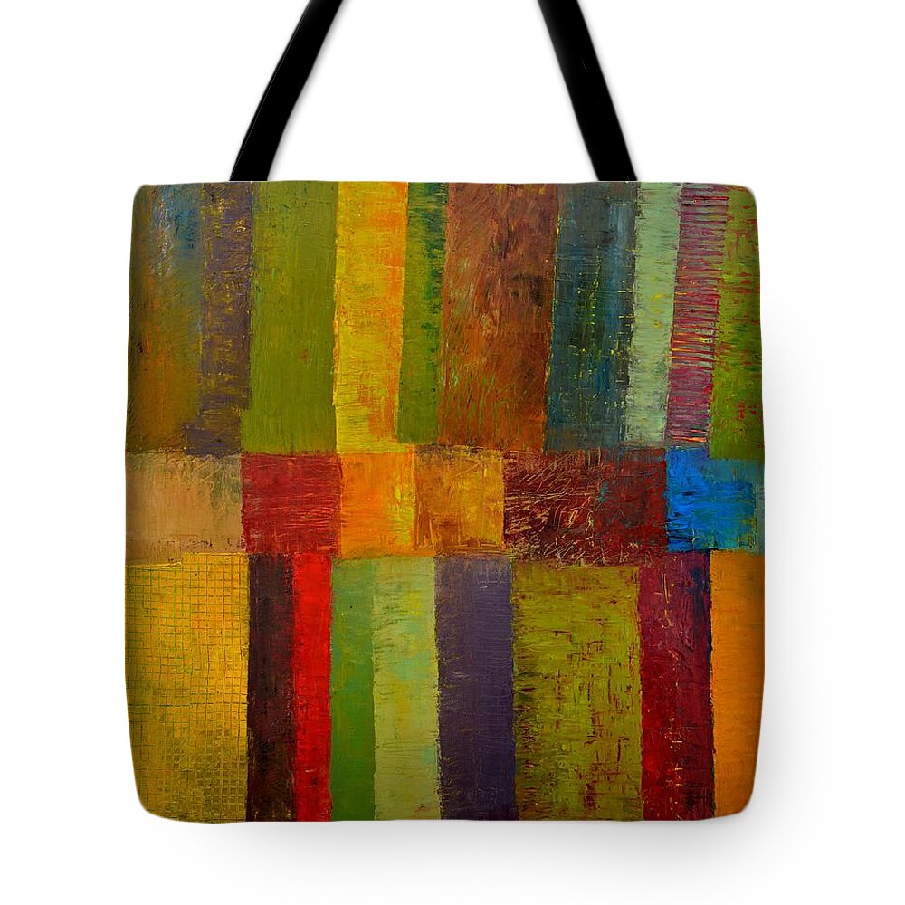 Abstract Tote Bag featuring the painting Green Eggs and Ham by Michelle Calkins