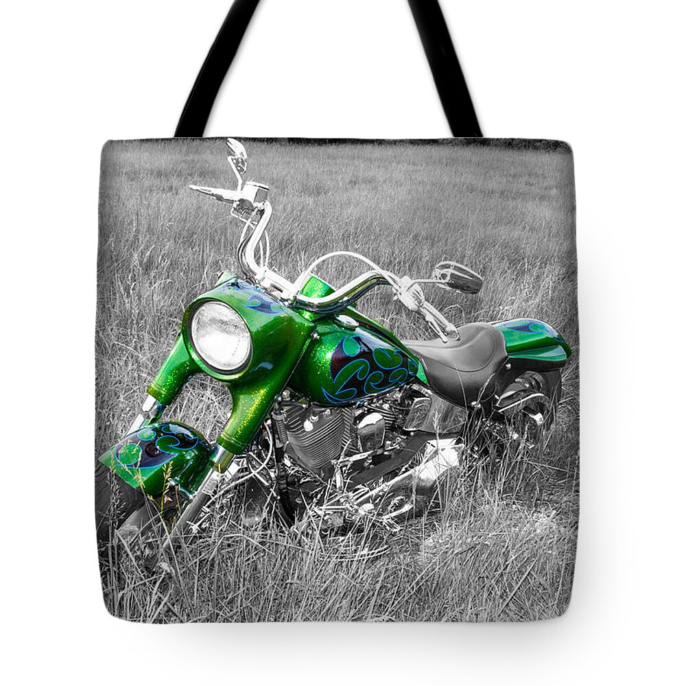 Fat Boy Tote Bag featuring the photograph Green Fat Boy by Guy Whiteley