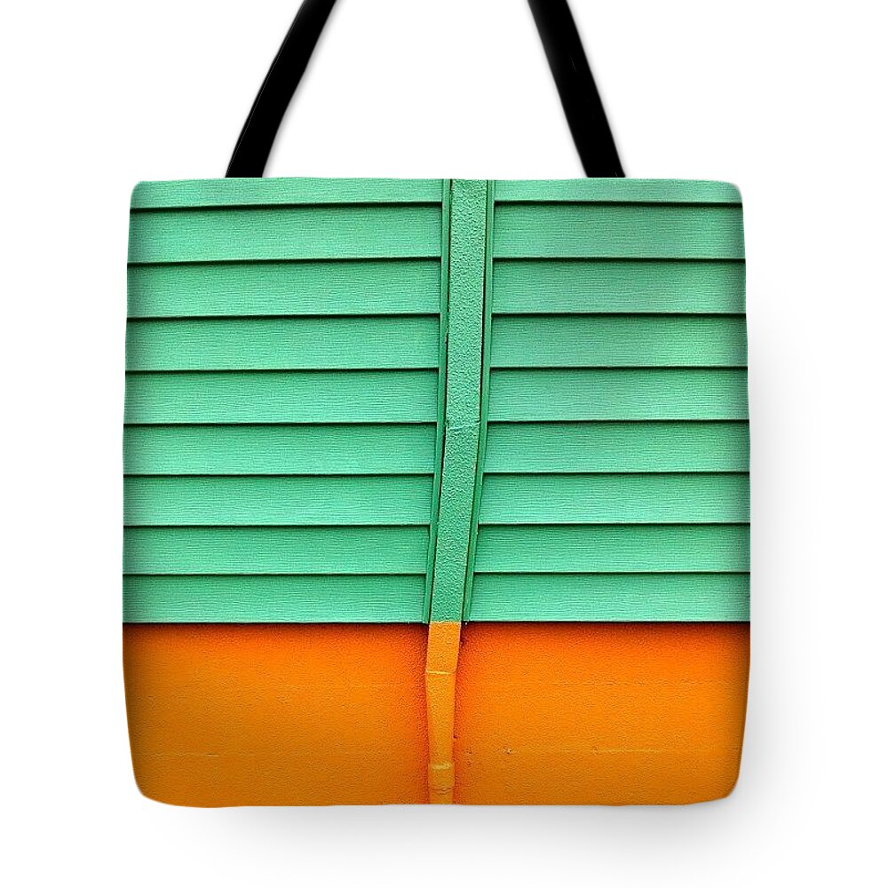 Textureneighbourhood Tote Bag featuring the photograph Green Meets Orange by Julie Gebhardt