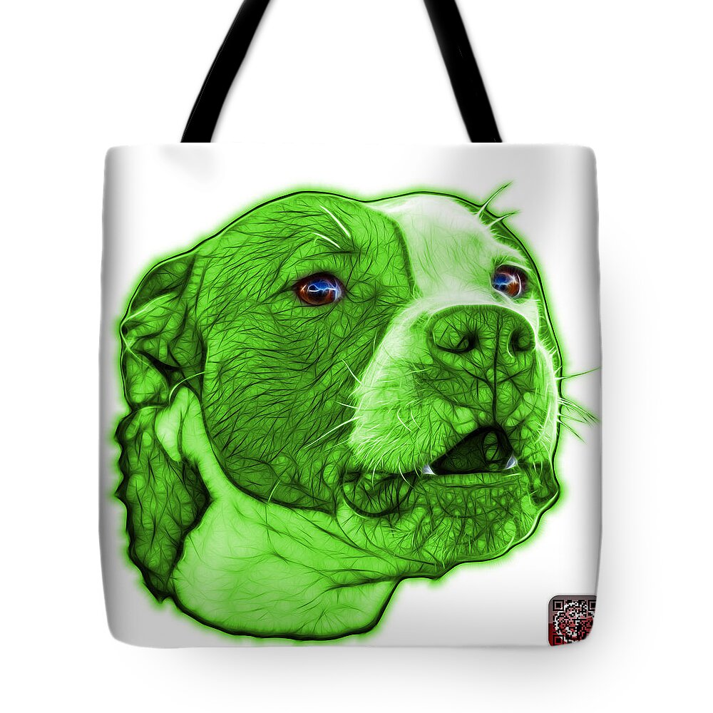 Dog Art Tote Bag featuring the mixed media Green Pitbull Dog Art - 7769 - Wb - Fractal Dog Art by James Ahn