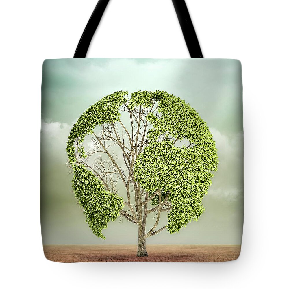 Environmental Conservation Tote Bag featuring the digital art Green Planet, Conceptual Artwork by Andrzej Wojcicki