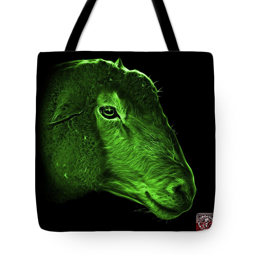 Sheep Tote Bag featuring the digital art Green Polled Dorset Sheep - 1643 F by James Ahn