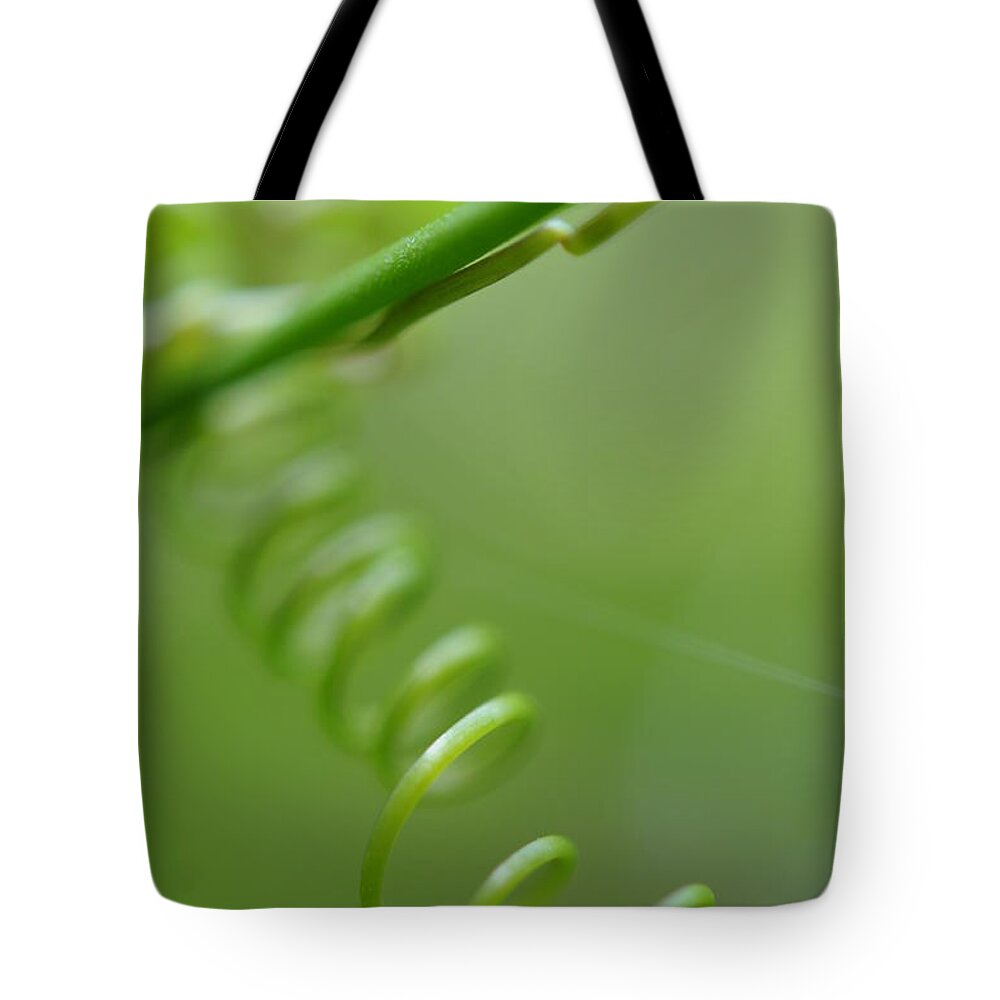 Macro Tote Bag featuring the photograph Green Spiral Macro by Jenny Rainbow