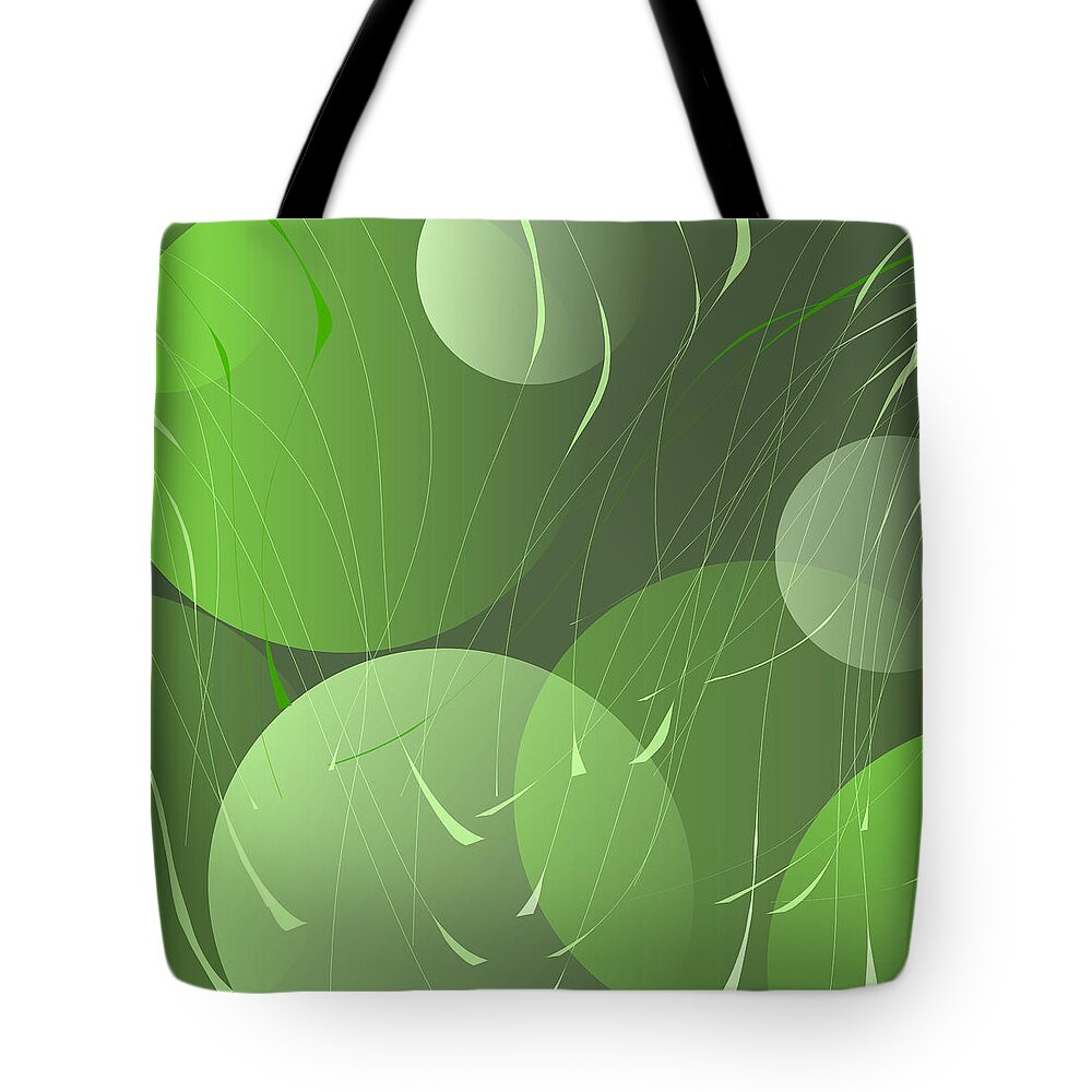 Green Tote Bag featuring the digital art Green Whimsy by Mary Bedy