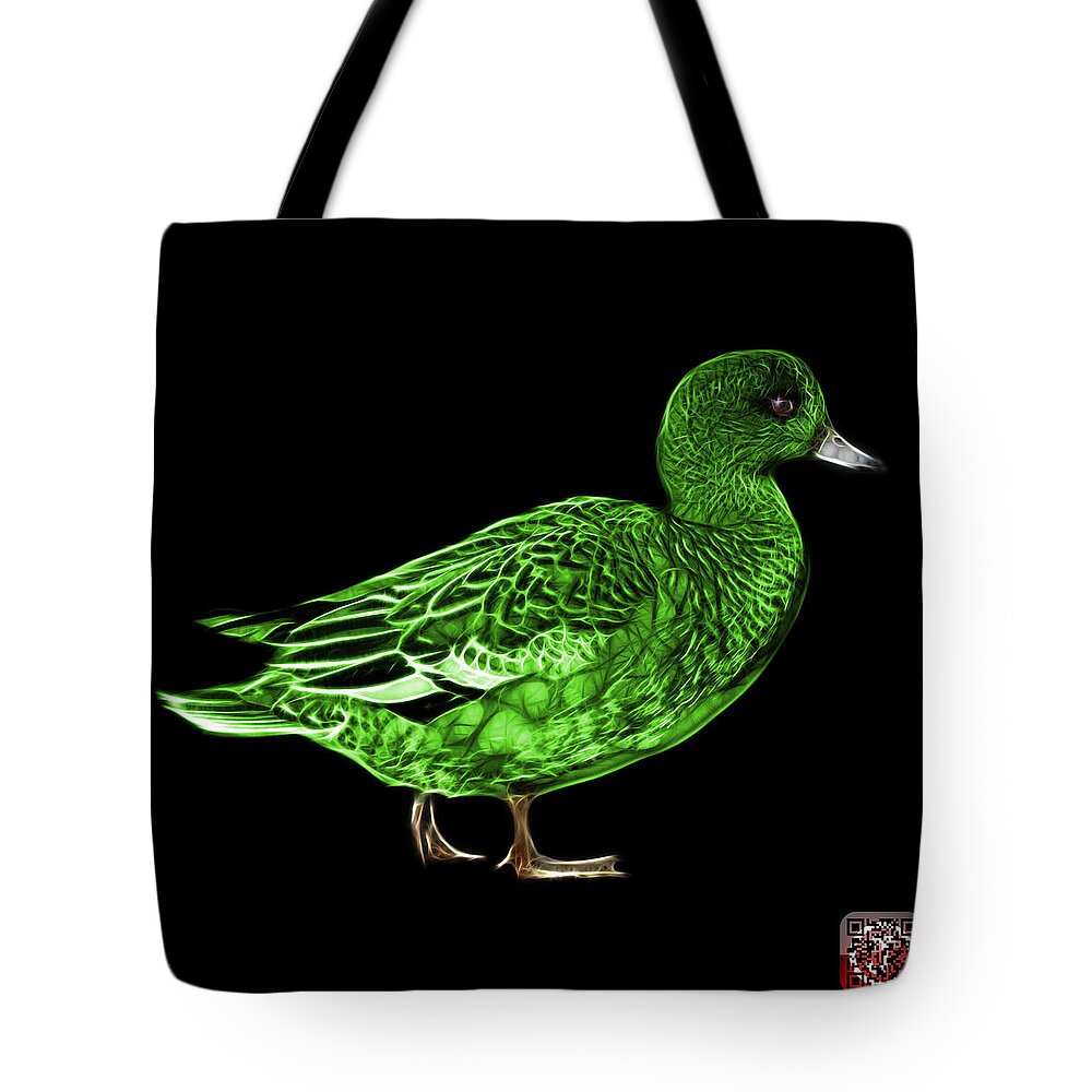 American Wigeon Tote Bag featuring the mixed media Green Wigeon Art - 7415 - BB by James Ahn