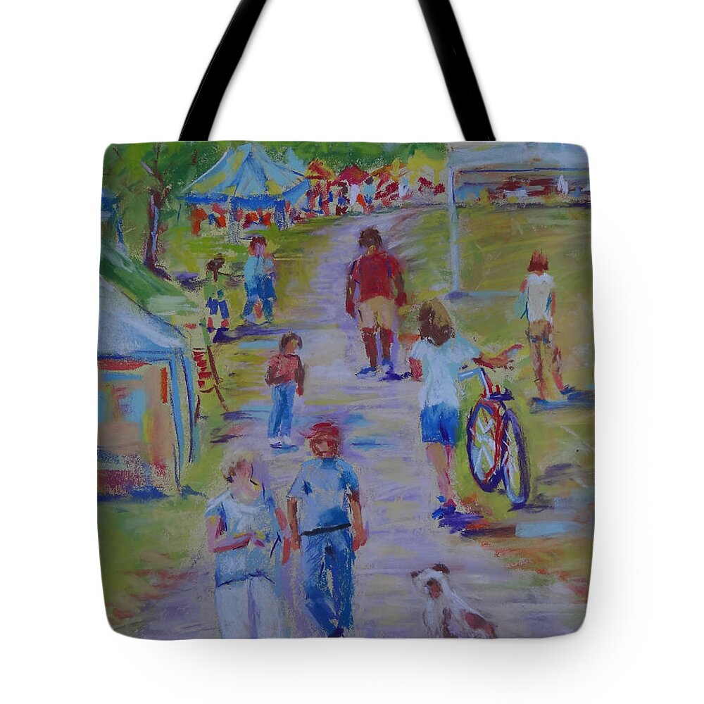 Art Festival Tote Bag featuring the painting Greenway Art Festival by Carol Berning