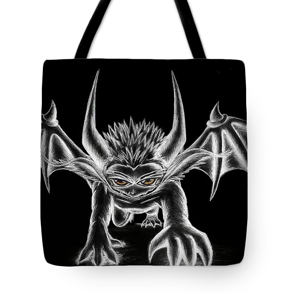 Demon Tote Bag featuring the painting Grevil Chalk by Shawn Dall