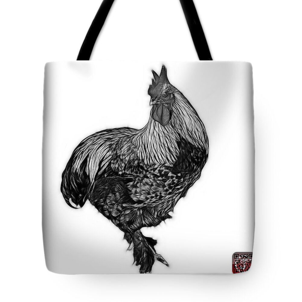 Rooster Tote Bag featuring the painting Greyscale Rooster - 3166 FS by James Ahn