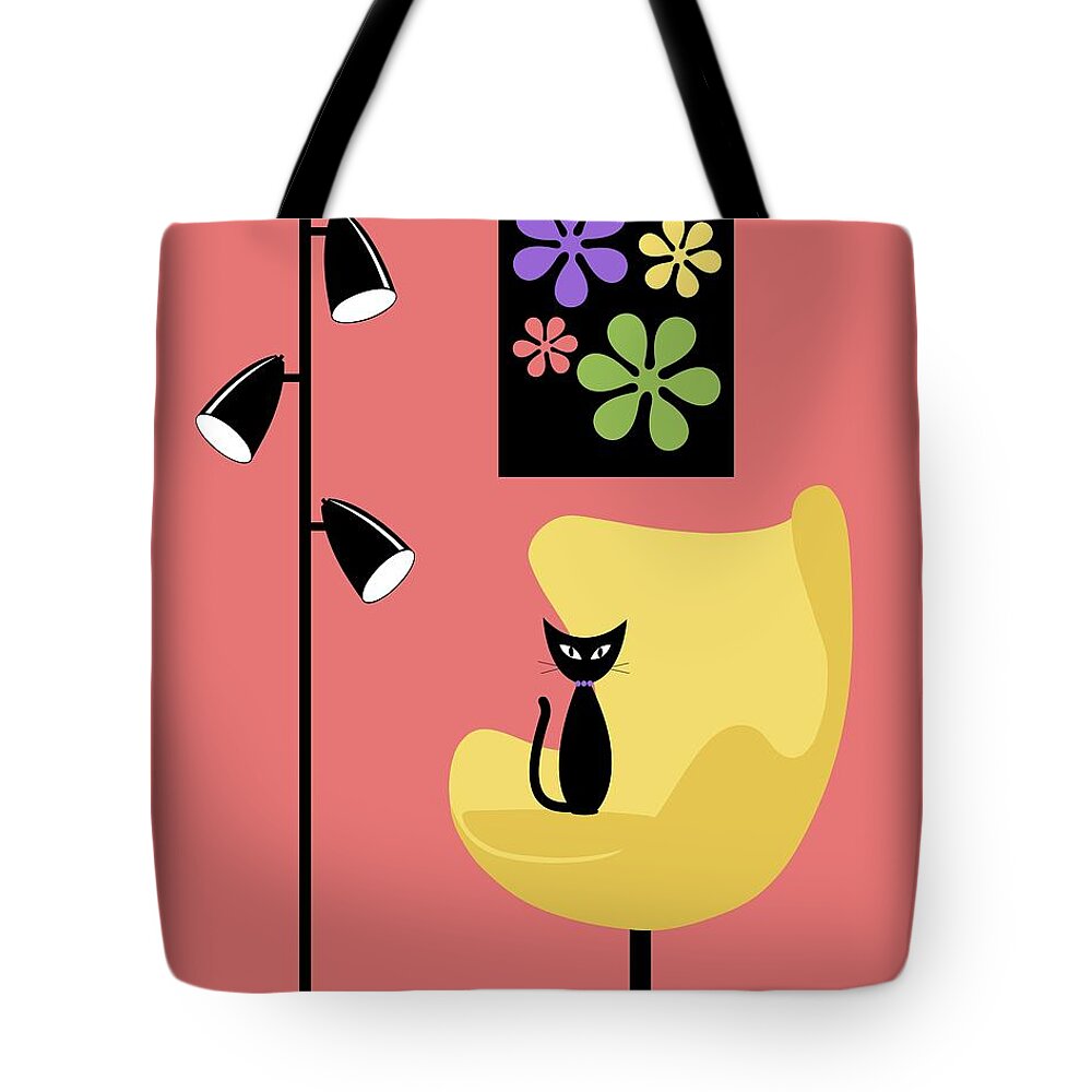 Pink Tote Bag featuring the digital art Groovy Flowers in Pink by Donna Mibus