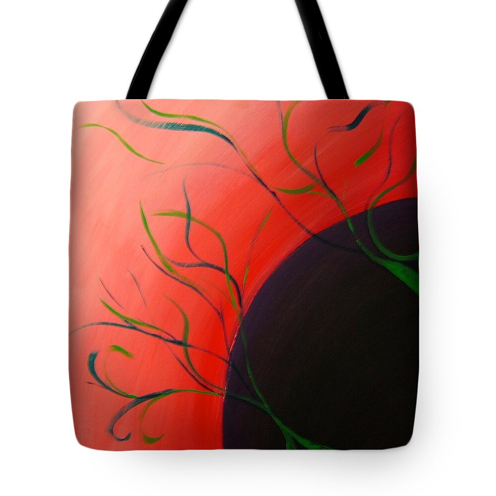 Red Tote Bag featuring the painting Growing I by Steve Sommers