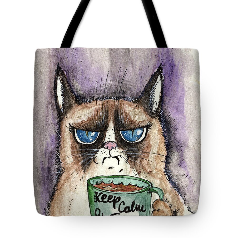 Cat Tote Bag featuring the painting Morning coffee #1 by Ang El