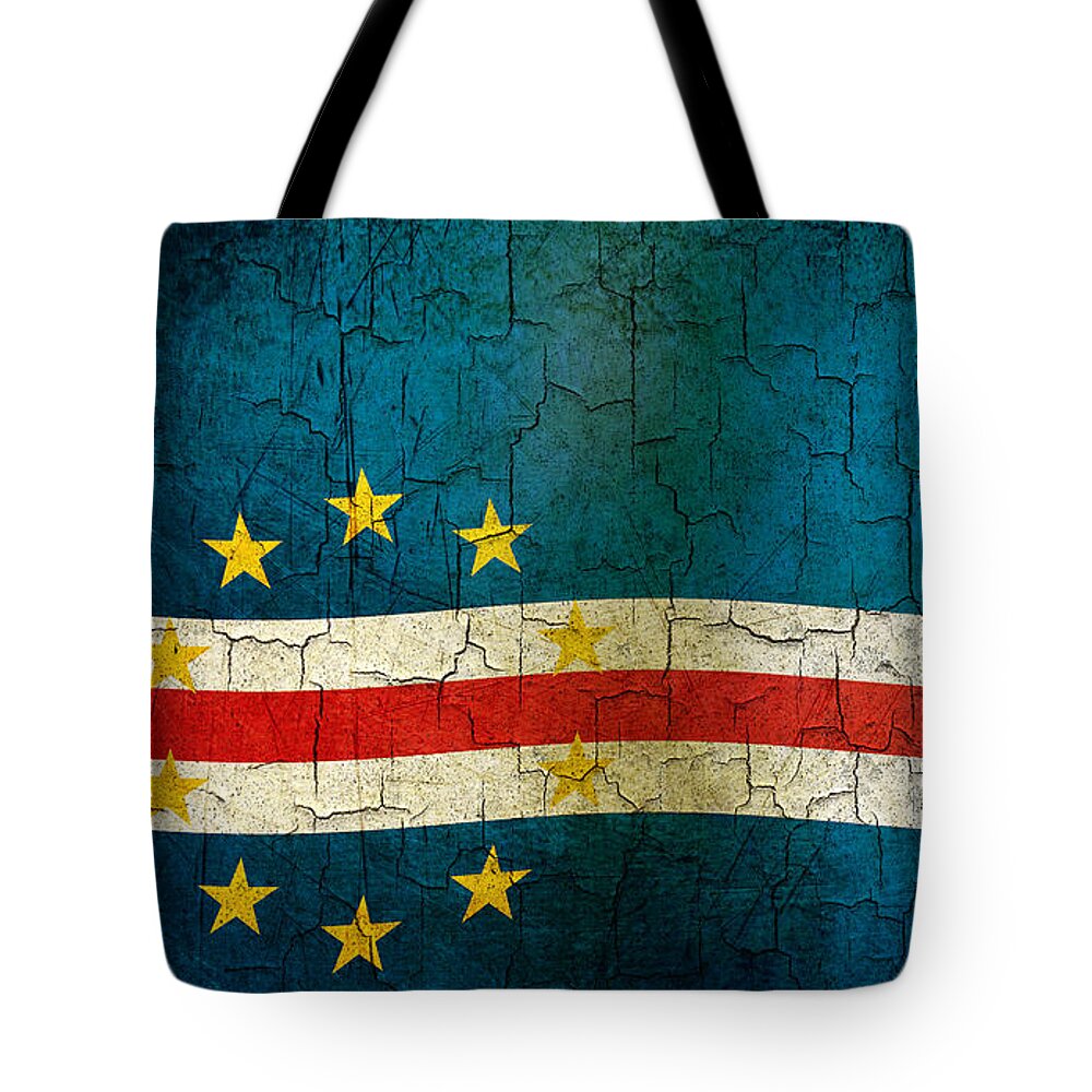 Aged Tote Bag featuring the digital art Grunge Cape Verde flag by Steve Ball