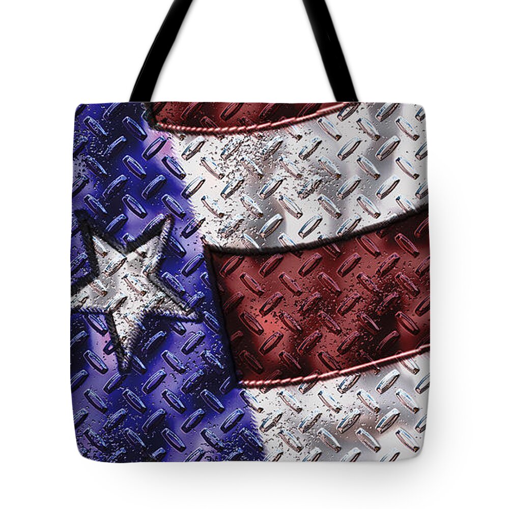 Flag Tote Bag featuring the digital art Grunge Flag by Rick Bartrand