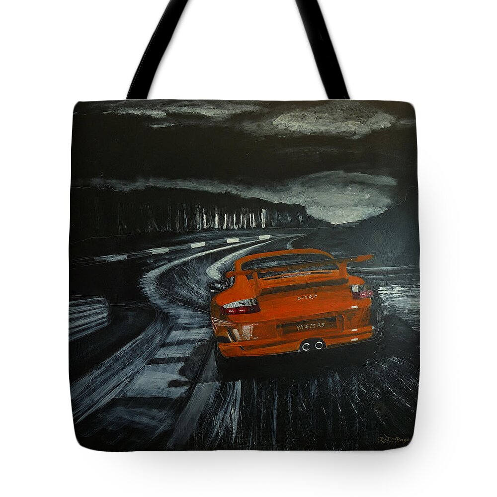 Porsche Tote Bag featuring the painting GT3 @ Le Mans #2 by Richard Le Page