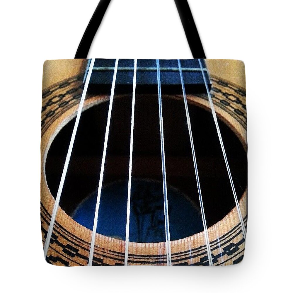 Guitar Tote Bag featuring the photograph #guitar #music #musician by Abbie Shores