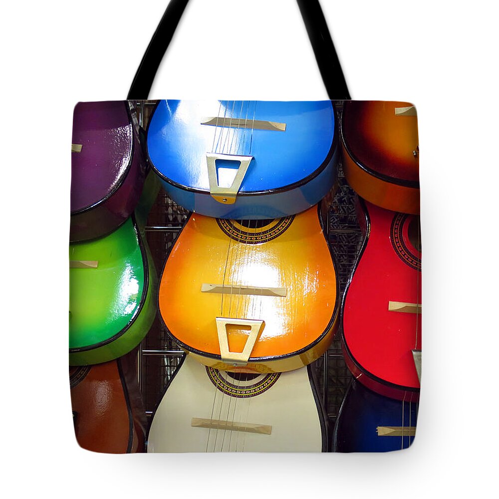 Guitars Tote Bag featuring the photograph Guitaras San Antonio by Rick Locke - Out of the Corner of My Eye