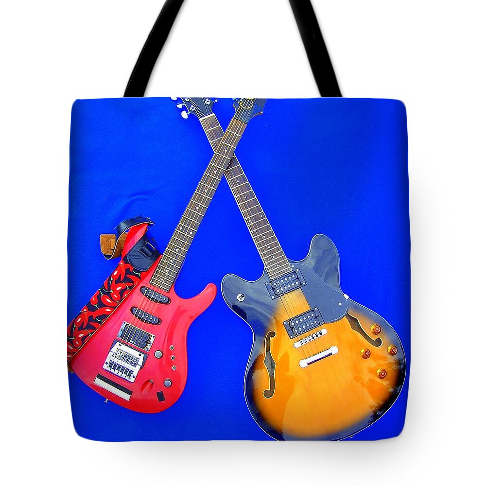 Electric Tote Bag featuring the photograph Double Heaven - Guitars at Rest by Steve Kearns