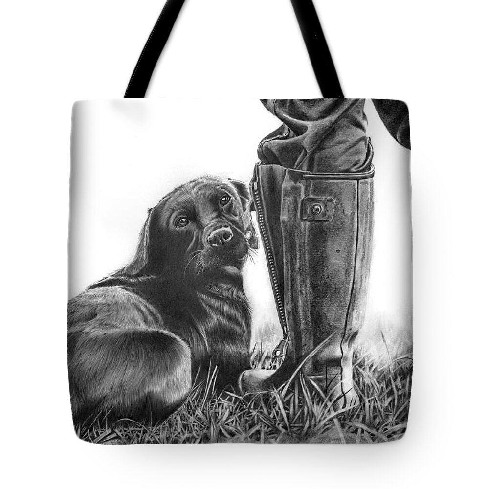 Dog Tote Bag featuring the drawing Gun Dog by Peter Williams
