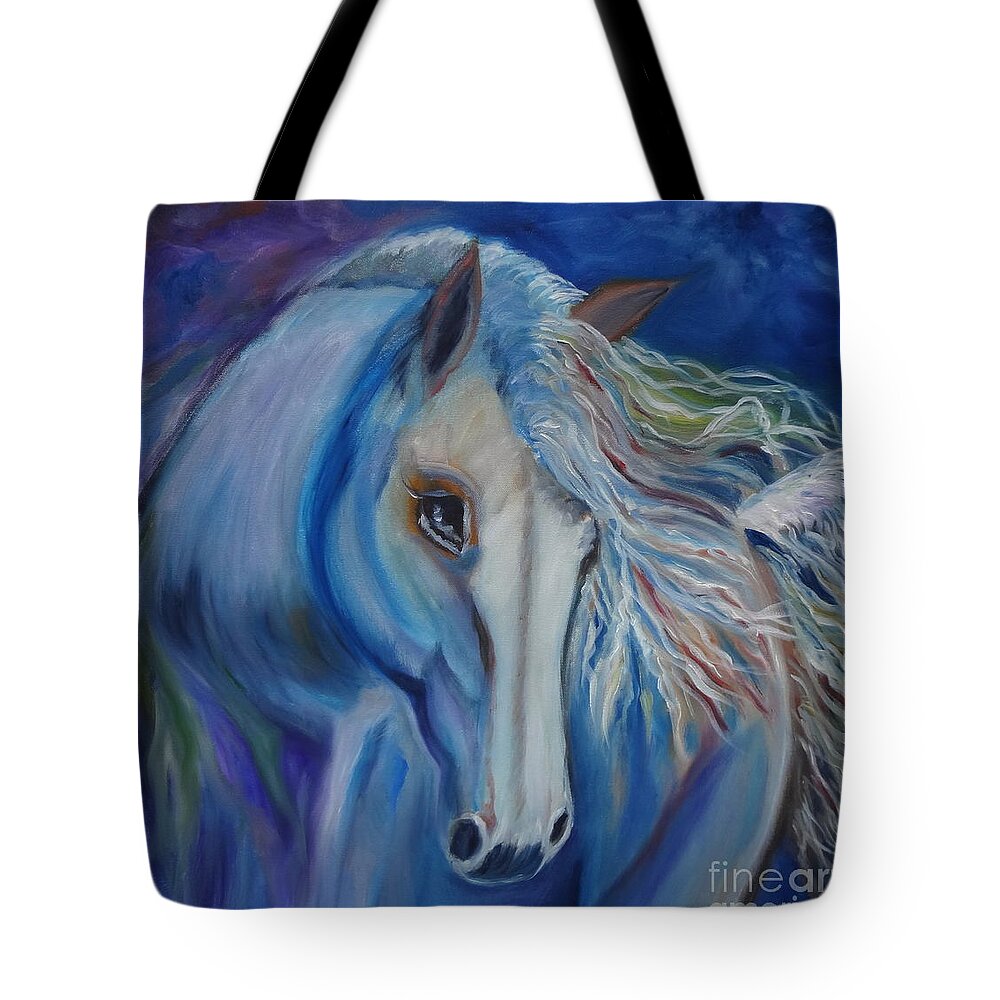 Equine Tote Bag featuring the painting Gypsy Shadow by Jenny Lee